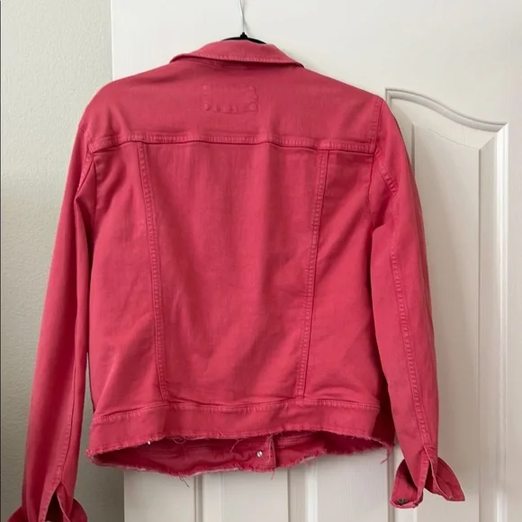 LOFT Pink Jean Jacket Cropped Length Washed Look - Picture 5 of 5